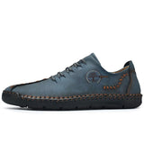 Men's Hand Stitching Non Slip Soft Sole Casual Leather Shoes - Amamble