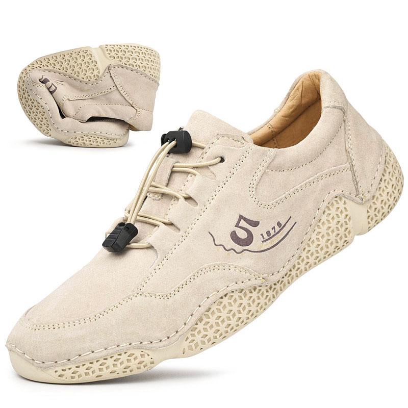Men's casual leather breathable beanie shoes - Amamble