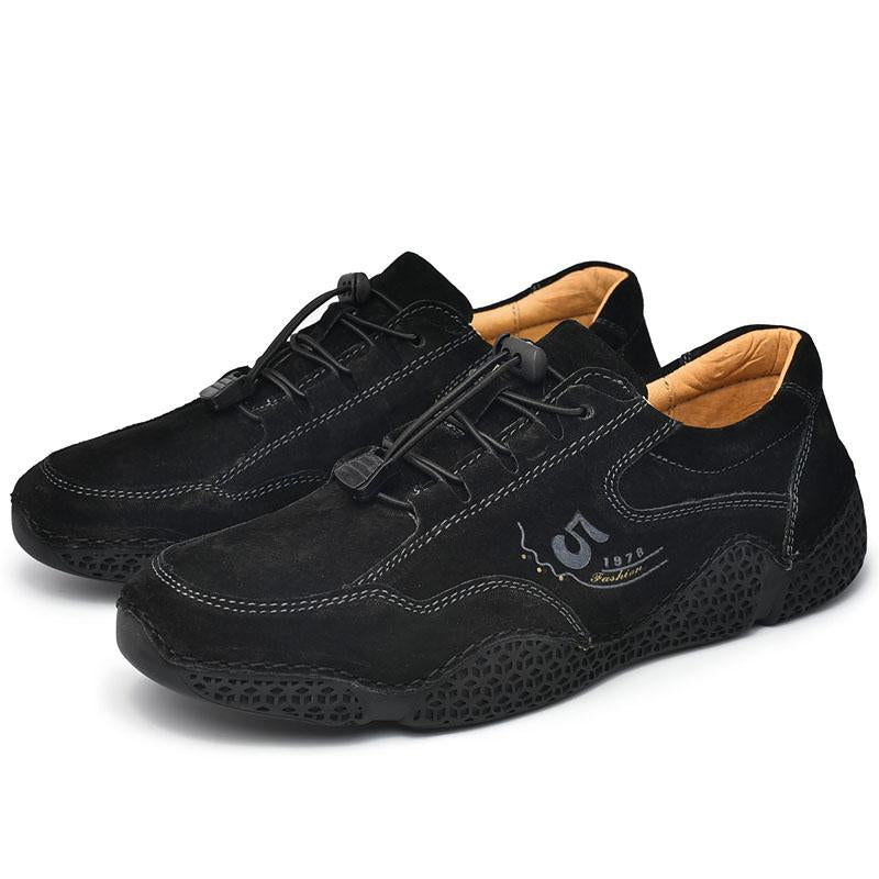 Men's casual leather breathable beanie shoes - Amamble