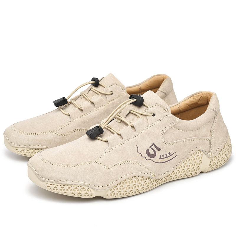 Men's casual leather breathable beanie shoes - Amamble