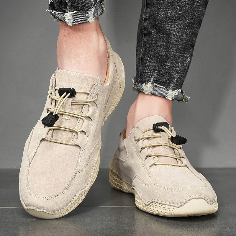 Men's casual leather breathable beanie shoes - Amamble