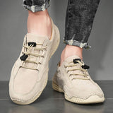 Men's casual leather breathable beanie shoes - Amamble