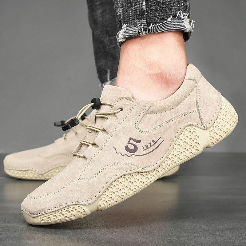 Men's casual leather breathable beanie shoes - Amamble