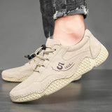 Men's casual leather breathable beanie shoes - Amamble