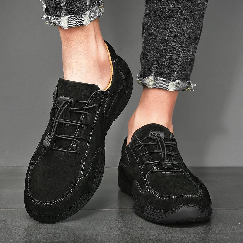 Men's casual leather breathable beanie shoes - Amamble