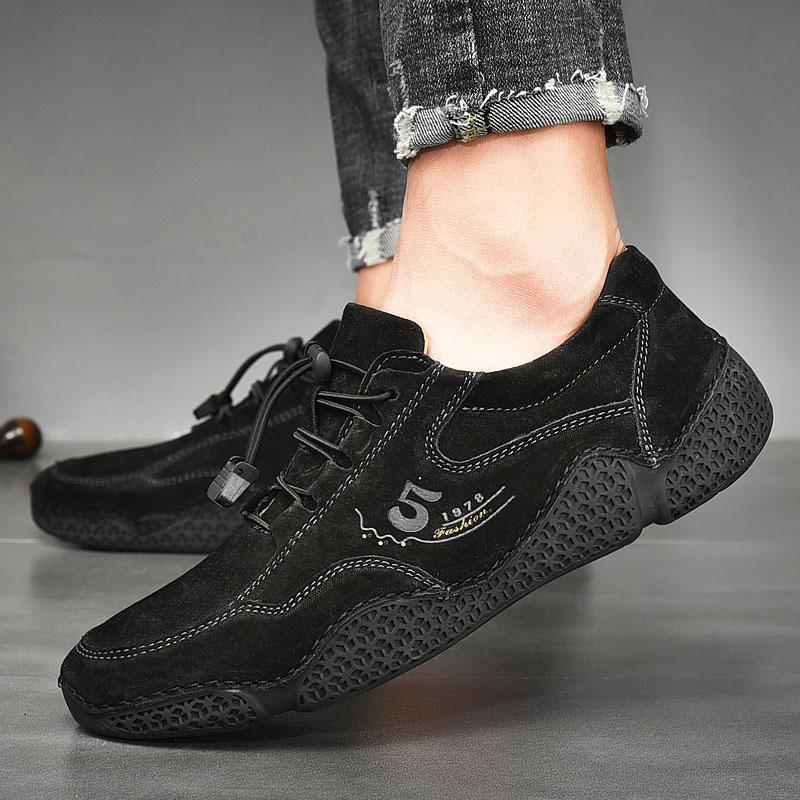 Men's casual leather breathable beanie shoes - Amamble