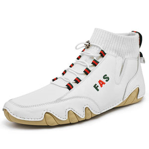 Men's high-top leather casual shoes Martin boots - Amamble