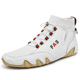 Men's high-top leather casual shoes Martin boots - Amamble