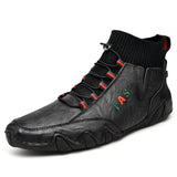 Men's high-top leather casual shoes Martin boots - Amamble