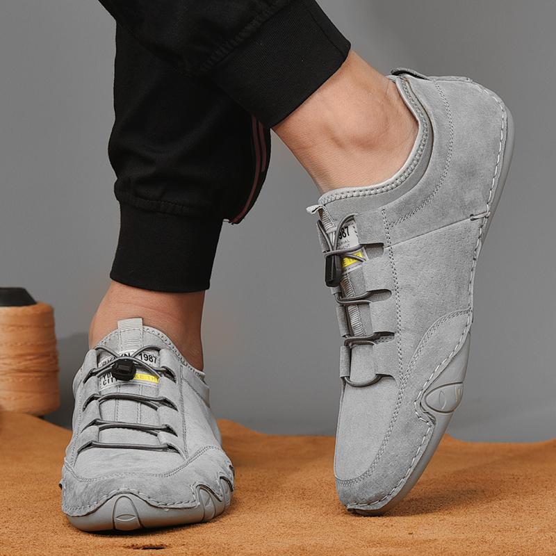Men's leather casual beanie shoes - Amamble