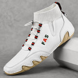 Men's high-top leather casual shoes Martin boots - Amamble