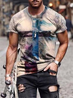 Men's Print Short Sleeves Casual T-shirt 01 - Amamble