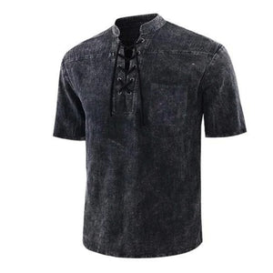 Summer Casual Loose Tie Stand Collar Shirt - Amamble