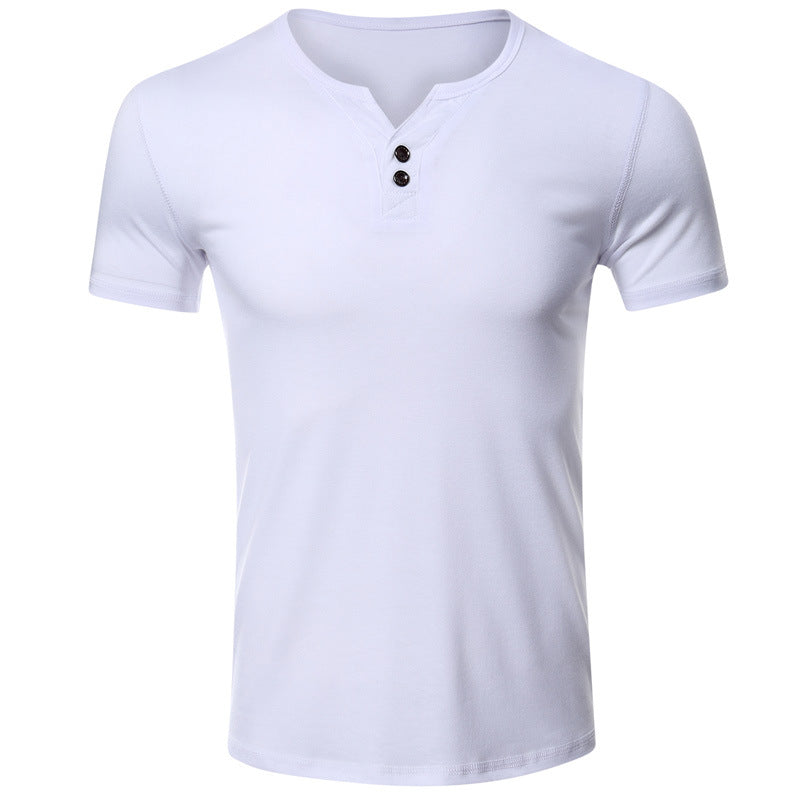 2021 Summer Solid Color Button T-Shirt - Amamble