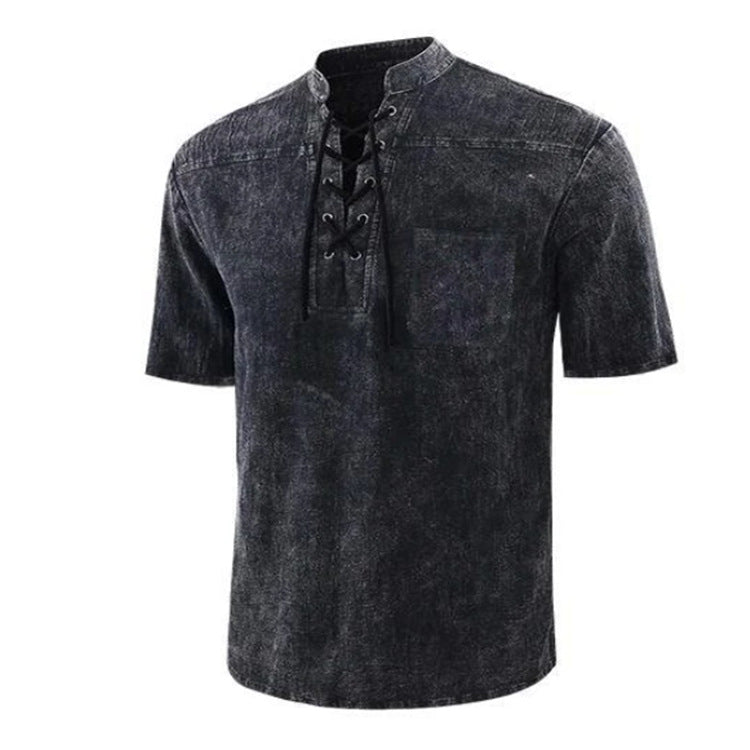2nd Anniversary-Summer Casual Loose Tie Stand Collar Shirt - Amamble