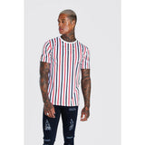 3D Stripe Print Short Sleeve T-Shirt - Amamble