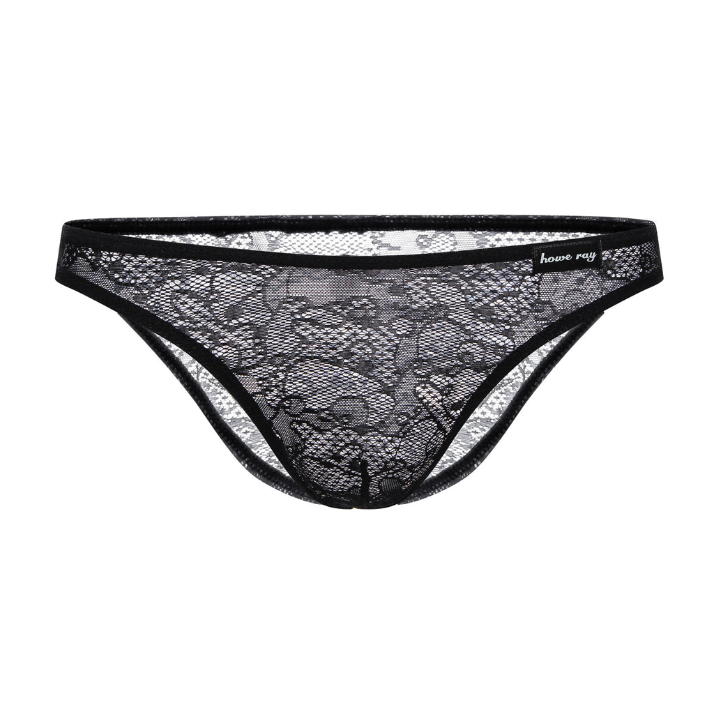 2021 men's low-rise lace transparent underwear - Amamble