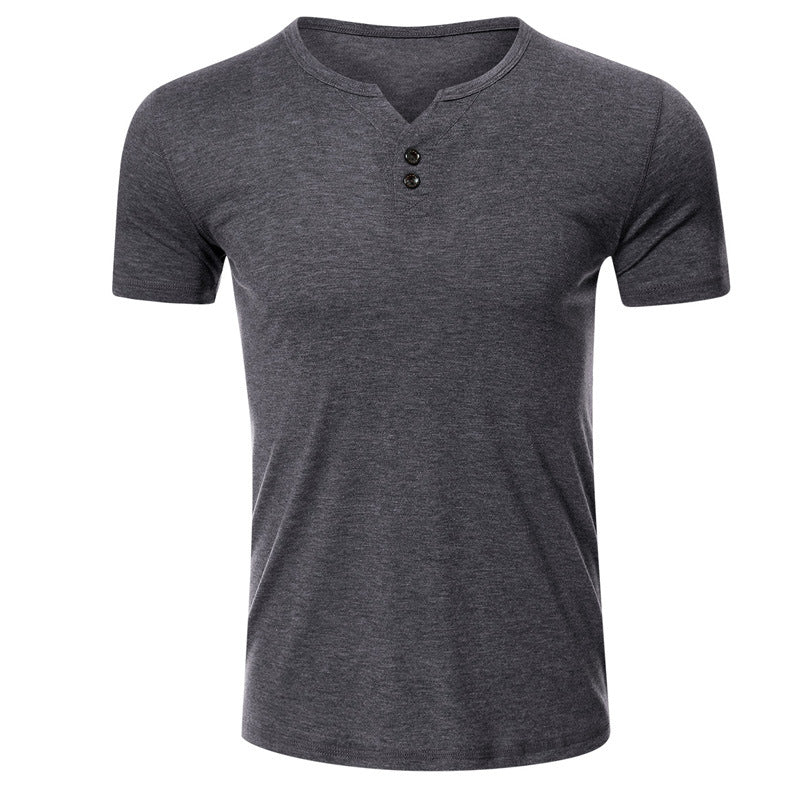 2021 Summer Solid Color Button T-Shirt - Amamble