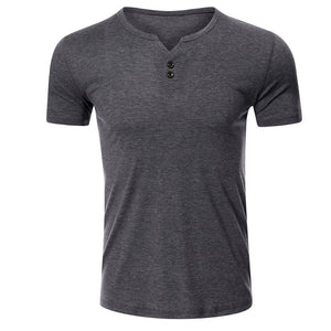 2021 Summer Solid Color Button T-Shirt - Amamble