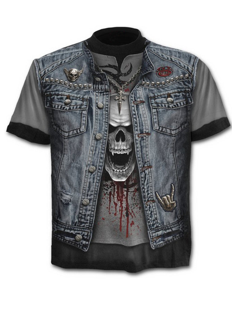 Round Neck Print Trendy T-Shirt - Amamble