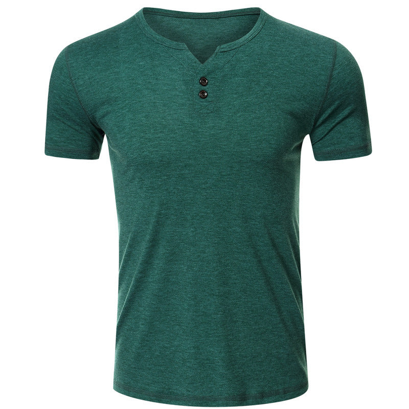 2021 Summer Solid Color Button T-Shirt - Amamble