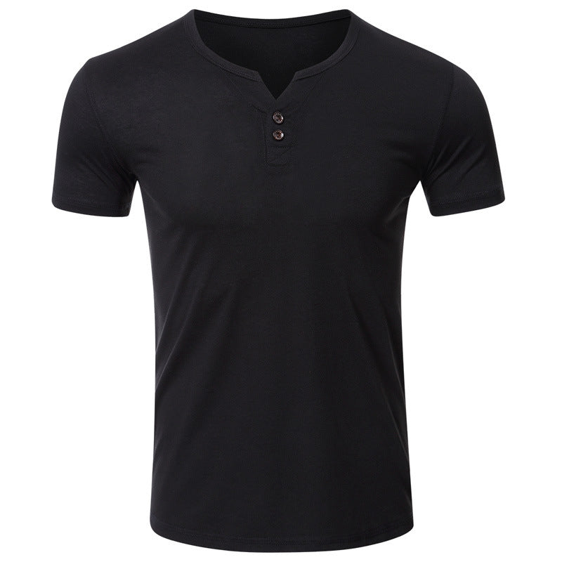 2021 Summer Solid Color Button T-Shirt - Amamble