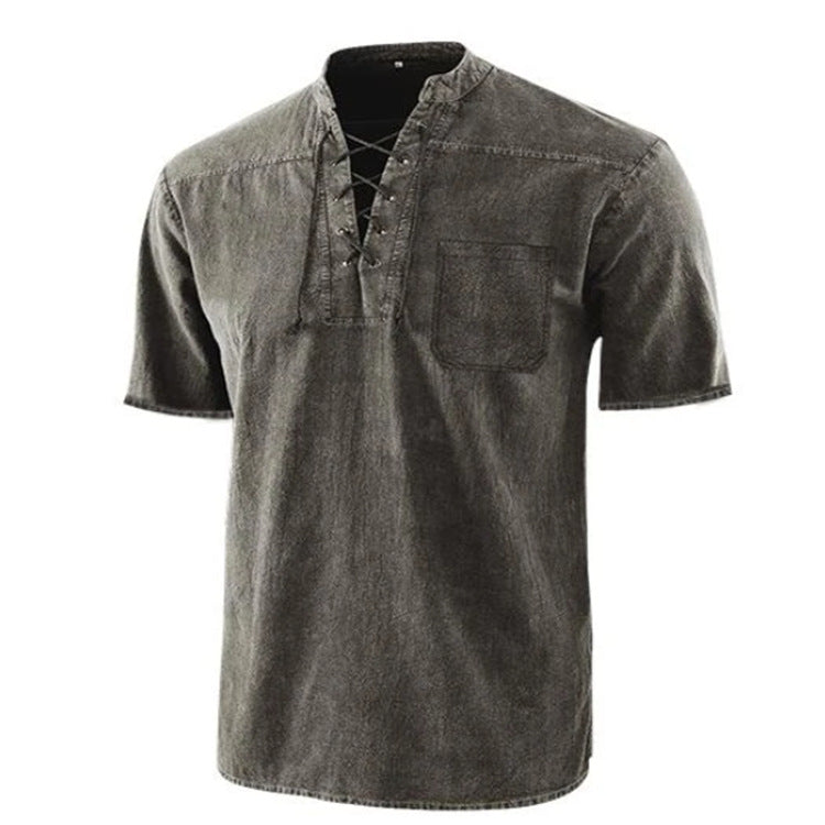 2nd Anniversary-Summer Casual Loose Tie Stand Collar Shirt - Amamble