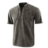 2nd Anniversary-Summer Casual Loose Tie Stand Collar Shirt - Amamble