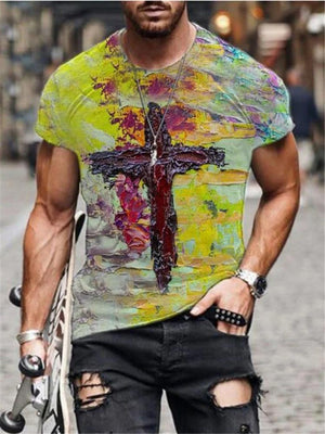 Men's Print Short Sleeves Casual T-shirt 05 - Amamble