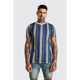 3D Stripe Print Short Sleeve T-Shirt - Amamble