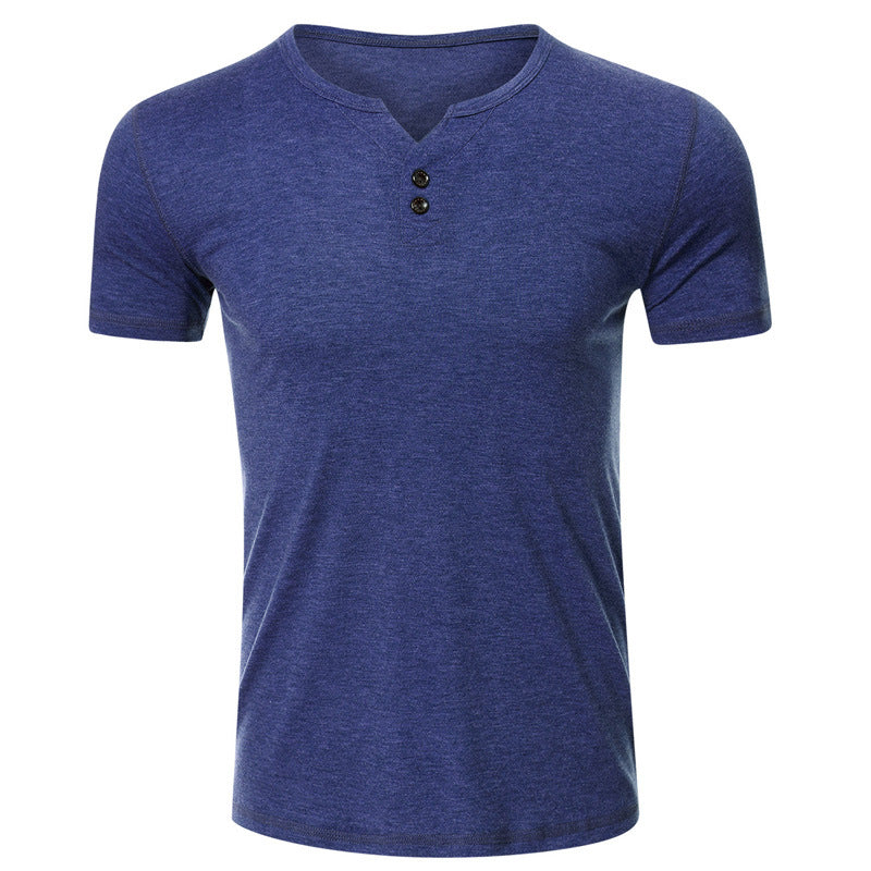 2021 Summer Solid Color Button T-Shirt - Amamble