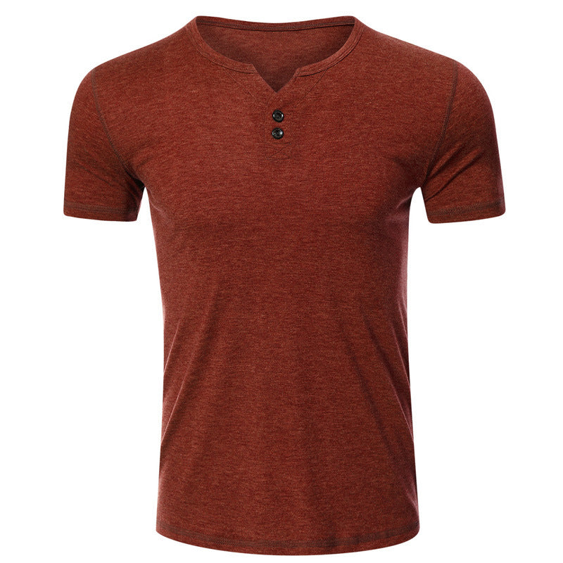 2021 Summer Solid Color Button T-Shirt - Amamble