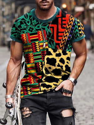 Men's Print Short Sleeves Casual T-shirt 07 - Amamble