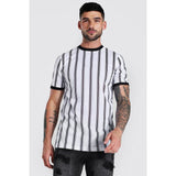 3D Stripe Print Short Sleeve T-Shirt - Amamble