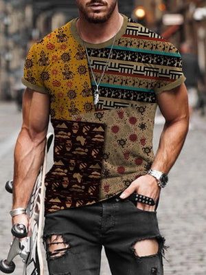 Men's Print Short Sleeves Casual T-shirt 08 - Amamble