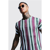 3D Stripe Print Short Sleeve T-Shirt - Amamble