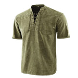 2nd Anniversary-Summer Casual Loose Tie Stand Collar Shirt - Amamble