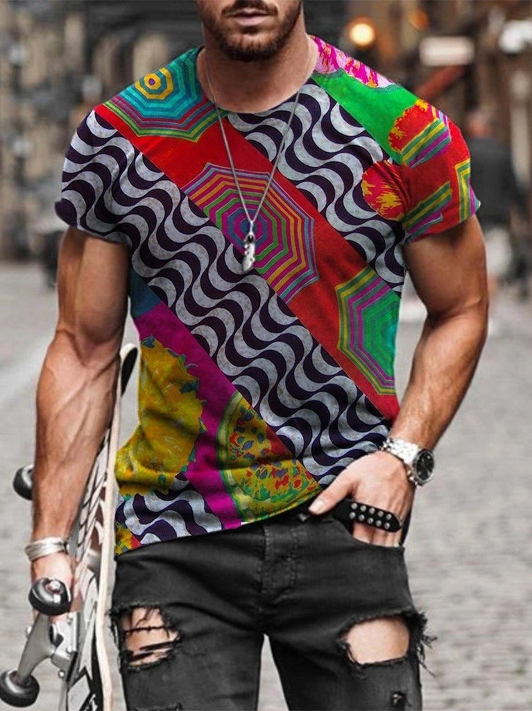 Men's Print Short Sleeves Casual T-shirt 10 - Amamble