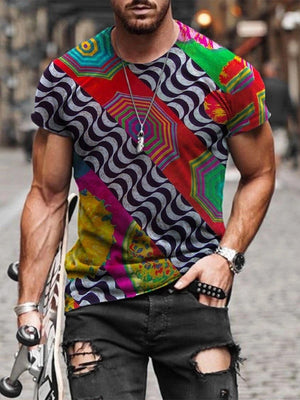 Men's Print Short Sleeves Casual T-shirt 10 - Amamble