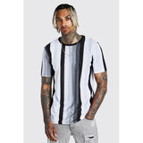 3D Stripe Print Short Sleeve T-Shirt - Amamble