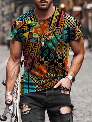 Men's Print Short Sleeves Casual T-shirt 12 - Amamble