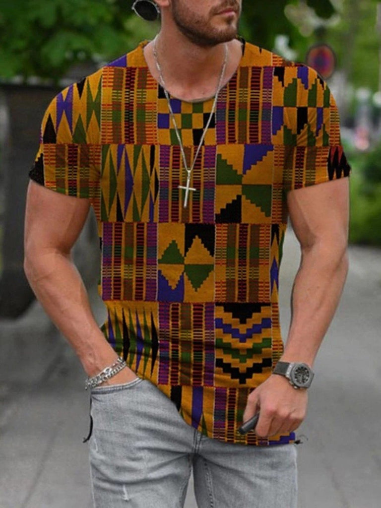 Men's Print Short Sleeves Casual T-shirt 13 - Amamble