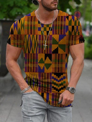 Men's Print Short Sleeves Casual T-shirt 13 - Amamble