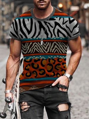Men's Print Short Sleeves Casual T-shirt 14 - Amamble