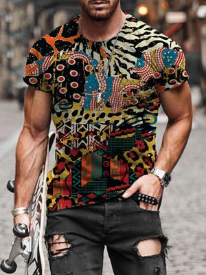Men's Print Short Sleeves Casual T-shirt 15 - Amamble