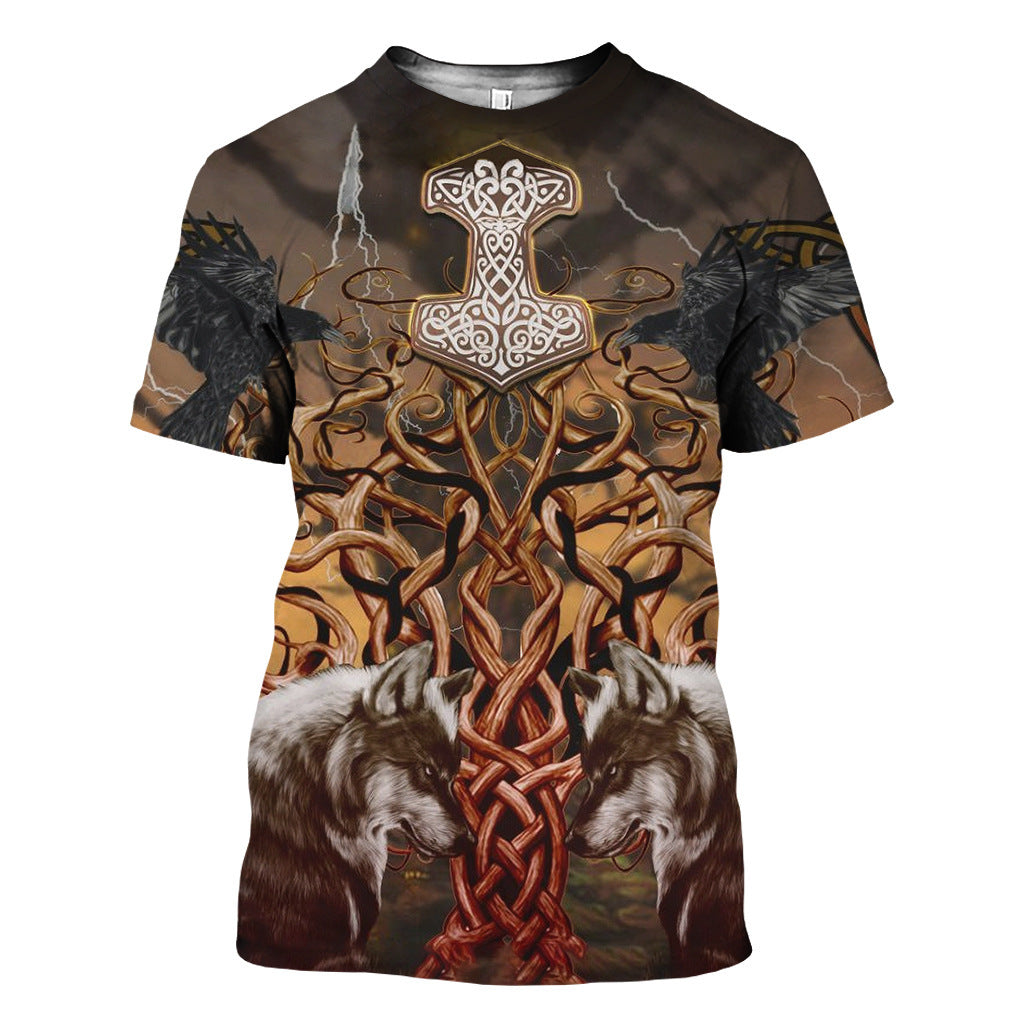 Viking Myth 3D Short-Sleeved T-Shirt - Amamble
