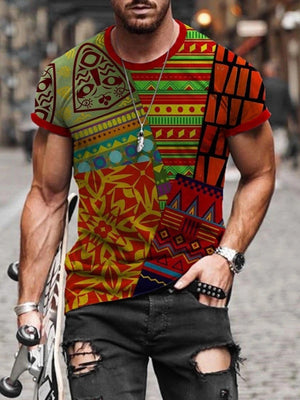 Men's Print Short Sleeves Casual T-shirt 17 - Amamble