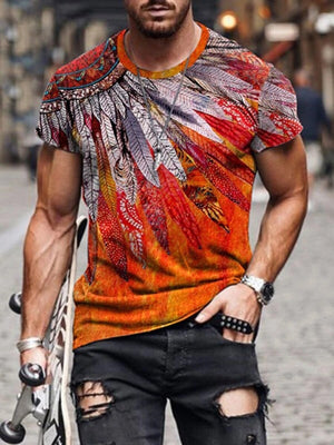 Men's Print Short Sleeves Casual T-shirt 18 - Amamble