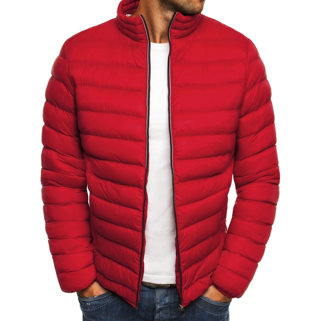 Men's Pure Color Simple Fashion Warm Thick Coat - Amamble
