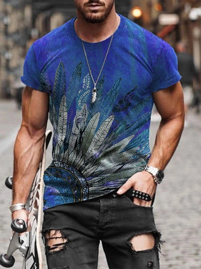 Men's Print Short Sleeves Casual T-shirt 22 - Amamble